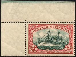 1905/20, Kaiseryacht mit Wz. Kriegsdruck gez. 26:17 3 R. schwärzlichkarminrot/grünschwarz, linke obere Bogenecke mit Plattenf