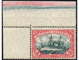1905/20, Kaiseryacht mit Wz. Kriegsdruck gez. 25:17 3 R. rot/grünschwarz, linke obere Bogenecke mit Plattenfehler “Retusche i