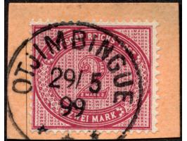 1892/99, Innendienst 2 M. dunkelrotkarmin, mit Plattenfehler “große Unterbrechung in der Guilloche unten links”, sauber geste