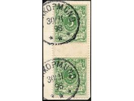 1892/99, Krone/Adler 5 Pfg. lebhaftopalgrün, senkrechtes Zwischenstegpaar, sauber gestempelt “SWAKOPMUND 30/11 98” auf Briefs