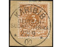 1898, Krone/Adler 3 Pfg. hellockerbraun, sauber gestempelt “KARIBIB 22/9 00” auf Briefstück, tadellos, &nbsp;Befund Steuer BP