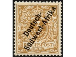1897/99, Deutsch-Südwest-Afrika 3 Pfg. hellockerbraun, mit Plattenfehler “Bruch der Bandrolle rechts unten”, postfrisch, tade