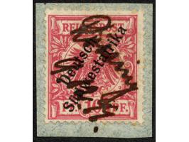 1898/99, Deutsch-Südwestafrika 1O Pfg. lebhaftlilarot, rot quarzend, handschriftlich entwertet “Rössing 9.12.99” auf Briefstü