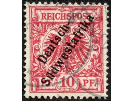 1898/99, Deutsch-Südwestafrika 10 Pfg. dunkelrosa, lebhaftocker quarzend, sauber gestempelt “OMARURU 22/2 00”, tadellos, sign