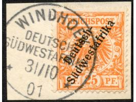 1898/99, Deutsch-Südwestafrika 25 Pfg. gelblichorange, sauber gestempelt “WINDHOEK DSWA 31/10 01” (Letzttag) auf Briefstück, 