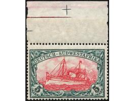 1901, Kaiseryacht mit Wz. Kriegsdruck gez. 25:17 5 M. grünschwarz/dunkelkarmin, Oberrandstück, postfrisch, tadellos, unsignie