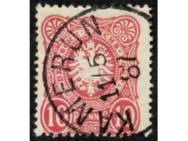1887/89, Pfennig 10 Pfg. dunkelrosarot, mittelbraunorange quarzend, sauber gestempelt “KAMERUN 11/5 87”, tadellos, sign. Steu
