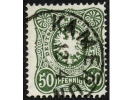 1887/89, Pfennig 50 Pfg. dunkelgraugrün, verschmälertes Format, sauber gestmepelt “KAMERUN 12/4” (ohne Jahreszahl), helle Ste