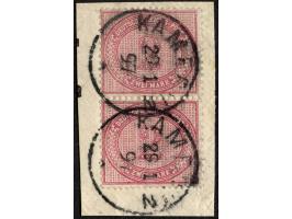 1890/1900, Innendienst 2 M. dunkelrotkarmin, senkrechtes Paar, sauber gestempelt “KAMERUN 29 1 97 *” auf Briefstück, tadellos