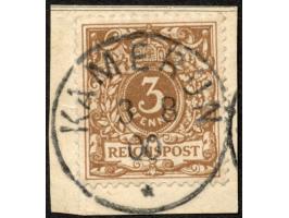 1890/1900, Krone/Adler 3 Pfg. lebhaftbraunorange, sauber gestempelt “KAMERUN 3/8 00” auf Briefstück, tadellos, ProFi kennt nu