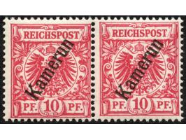 1897, Aufdruckausgabe 10 Pfg. dunkelrosa, gelblichorange quarzend, waagerechtes Paar, postfrisch, tadellos, unsigniert, Fotoa