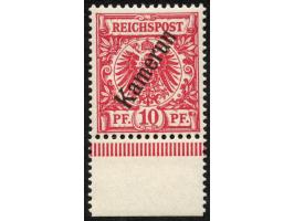1897, Aufdruckausgabe 10 Pfg. dunkelrosa, gelblichorange quarzend, Unterrandstück, postfrisch, tadellos, unsigniert, Fotoatte