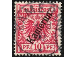 1897, Aufdruckausgabe 10 Pfg. lilarot, hellzinnober quarzend, sauber gestempelt “KAMERUN 9/8 00”, tadellos, Befund Jäschke-L.