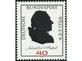 1974, 250. Geburtstag von Friedrich Gottlieb Klopstock, Namenszug über Wertziffer halbkreisförmig fehlend, postfrisch, tadell