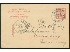 1903, Antwortkarte 10 Pfg. mit Stpl. “TANGER DEUTSCHE POST 15/8 05” nach Nürnberg, mit Ankunftsstempel; links unten etwas büg