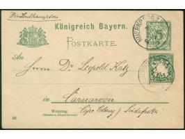 1901/03, Karte 5 Pfg. mit Zufrankatur Wappen 5 Pfg. von Nürnberg 102 nach Carnavon, Kap der Guten Hoffnung, mit Ankuntsstempe