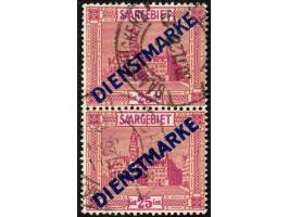 1923, Dienstmarke 25 C., mit Aufdrucktype II und I im senkrechten Typenpaar, sauber gestempelt, vorgefaltet, sonst tadellos, 