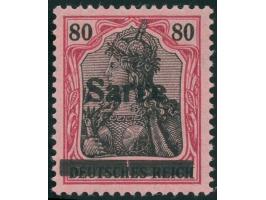 1920, Germania 80 Pfg., Aufdrucktype I, mit Aufdruckfehler “in der Mitte senkrecht geteilter Balken", sauber ungebraucht, ein