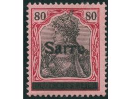1920, Germania 80 Pfg., Aufdrucktype I, mit Aufdruckfehler "Quer- und oberer Balken des e gebrochen", ungebraucht, einwandfre