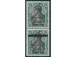 1920, Germania 75 Pfg., Aufdrucktype I, die obere Marke nur mit Aufdruck "Sarre", die untere mit Aufdruck "Balken oben, Sarre