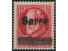 1920, Ludwig 10 Pfg., mit Doppelaufdruck, ungebraucht mit herstellungsbedingter Papierwelle, einwandfrei. Es sind nur zwei Bo