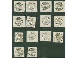 1922/24, Istanbul 34 Shehir cancellation proofs on thin paper, few showing different types on front and back, many types are 