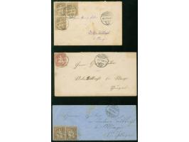 1876/81, Sitzende Helvetia sieben Briefe/Karten mit meist sauberen Abstempelungen, teils Mängel.