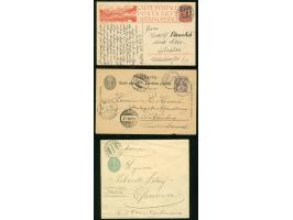 1877/1925, 16 Ganzsachen und eine Antwortkarte komplett, meist gelaufen, einige interessante Zusatzfrankaturen, viele UPU Jub