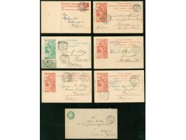 1877/1925, 16 Ganzsachen und eine Antwortkarte komplett, meist gelaufen, einige interessante Zusatzfrankaturen, viele UPU Jub