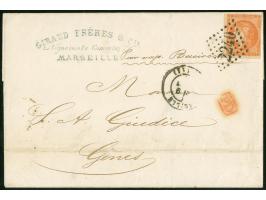 1870, Bordeaux 40 c. orange on yellowish, good to amplemargins, tied to cover by numeral ´2240´ lozenge of dots cancel and co