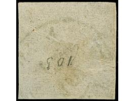 1851, “Rosa Merkur” 30 Kr., Type Ib, dreiseitig voll- bis breitrandig, oben kurz die Randlinie berührend, mit DKr. “(ZEITUNGS