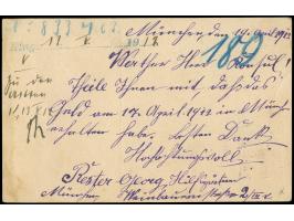 1912, Luitpold 10 Pf Ganzsachenkarte mit klarem MUENCHEN 20/APR/12 an das Deutsche Konsulat in Kobe Japan mit Ankunftsstempel