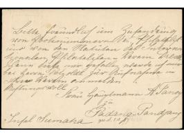 1895/1902, Five postal stationery cards showing clear cancellations of Maos , Premboen (box type &amp; date), Keboemen, Soera