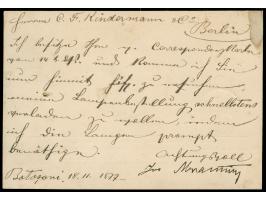 1877, BOTOSANI 18.NOV.77 cds. on 5 b. postal stationery card used uprated with pair 5 b. olive-brown, perf.11, to Berlin with