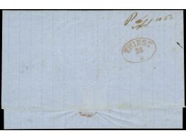 1869, SMIRNE 20/3/69, Fingerhutstempel auf Faltbrief mit Inhalt, handschriftlich "20" in blau für Taxe, rückseitig Ankunftsst