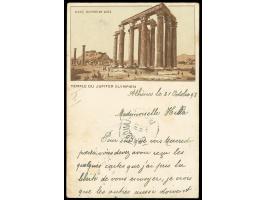 1893/1900, Small Hermes Heads: Two covers and three postcards of Corfou and Athens to Swiss, Austria and Germany, three diffe