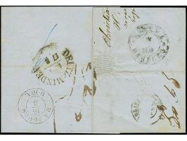 1852, folded envelope cancelled “Christiania 9.3.1852” ds. in blue, partly paid with content, black “HELSINGOR 13.3.52” along