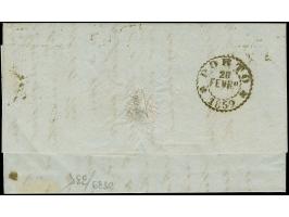 1823, folded envelope bearing King Pedro V. 25 r. rose, closed margins, tied by clear numeral "1" to cover with "LISBOA 19.2.