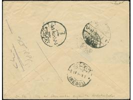 1921, Hejaz railway fiscal 1 pia. stripof three tied by ‘ANGORA 8’ cds. to registered cover to Constantinople, on reverse var