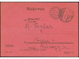 Theresienstadt: 1943, Rückschein für einen R-Brief von Wien, gefaltet