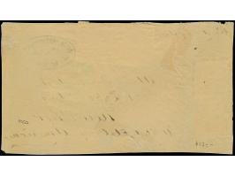 1866, 8 baj. black on white, two pairs on cover front only from Rome to New York via England, each tied by diamond grill canc