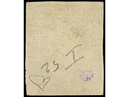 1859, 5 gr. deep carmine, a used example of fine deep colour, full margins on three sides, tiny closed at right, clear cancel