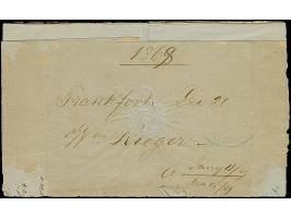 1868, 3 Kr rosa und 18 Kr ockerbraun (unauffällige vertikale Bugspur bzw. min. Schere) auf Überseebrief von FRANKFURT a.M. 21