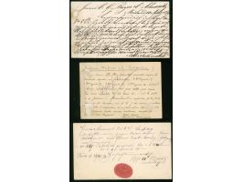 1878/79, Three 0,10 l. postal stationery cards, each used with additional franking 5 c. grey-olive to Chemniz, Sachsen and Li