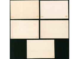1885/89, Set of 5 complete postal stationery answering cards, all unused, tiny paper adhesives on reverse, otherwise fine.
