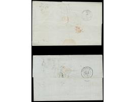 1874/75, Two envelopes to Argentina, Ceres 30 c. brown and 80 c. carmine on rose, each thick numerals, pairs in combination w