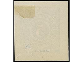 1875, 5 Pfg., Einzelabzug in schwarz auf ungummiertem Kartonpapier, allseits breitrandig, rechts unten kleine Haftstelle und 
