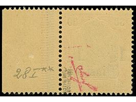 1½ Pia. auf 30 Pfg. mit Aufdruckfehler „Fußstrich sowie Anstrich der großen 1 der linken Wertangabe „1 ½“ abgebrochen“, postf