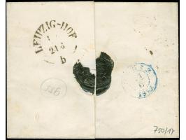 1851/55, Friedrich August 1/2 Ngr. auf mattgrau, kleines Format auf dünnem Papier, oben rechts winzig an Randlinie geschnitte