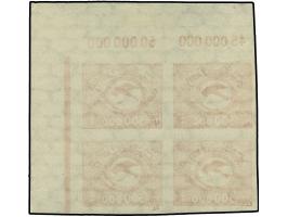 1923, Flugpost 500.000 M., Ungezähnter Viererblock aus der rechten oberen Bogenecke, Marken postfrisch, im Rand Falzspuren.